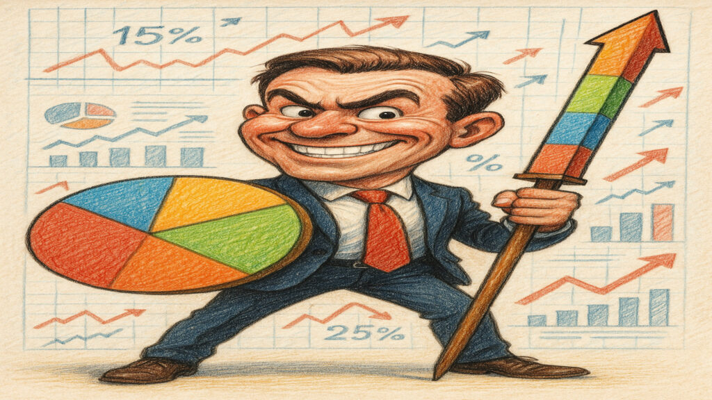 Humorous caricature artwork with exaggerated features and gentle satirical tone