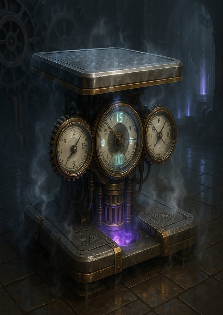 Mechanical steampunk everyday item illustration portraying a functional object from an alternate industrial era.