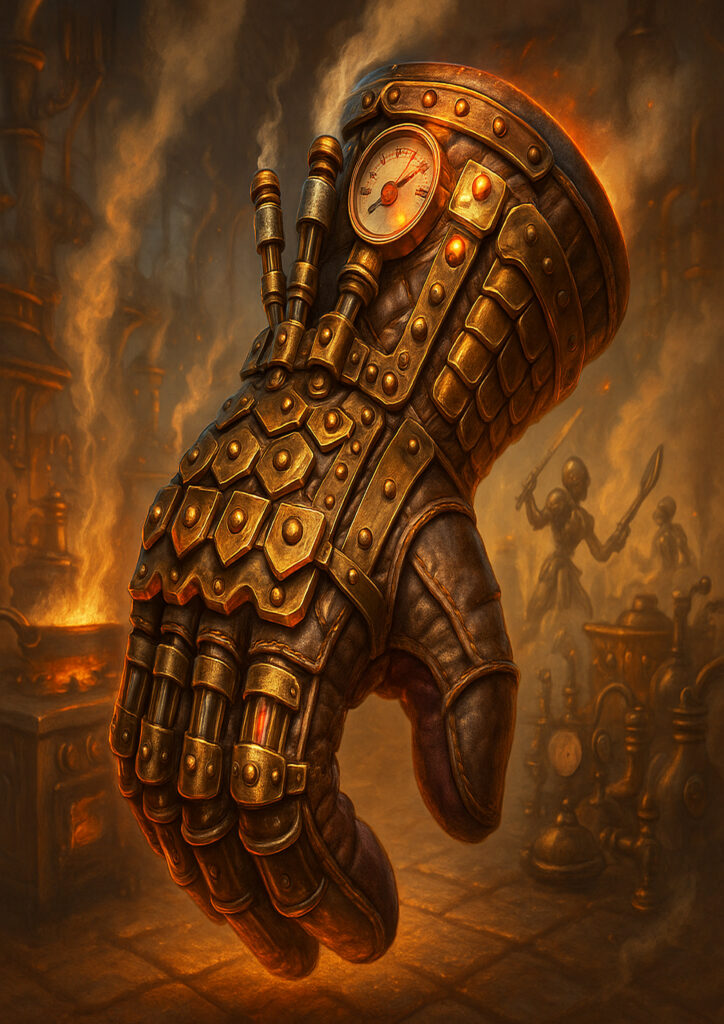 Mechanical steampunk everyday item illustration portraying a functional object from an alternate industrial era.