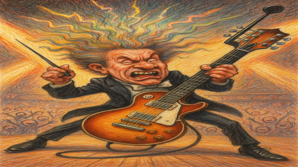 Humorous caricature artwork with exaggerated features and gentle satirical tone