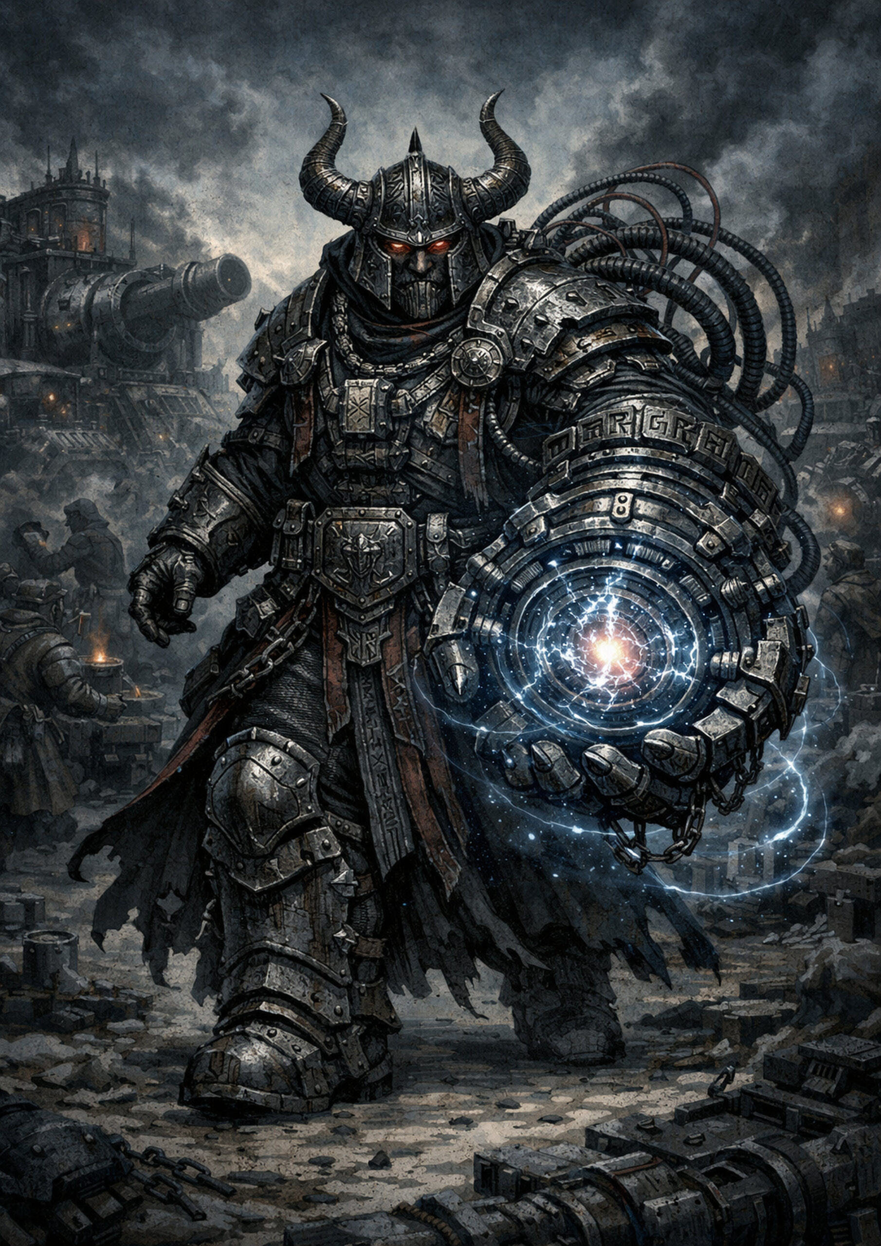 Dark fantasy chaos dwarfs with warhammer influence