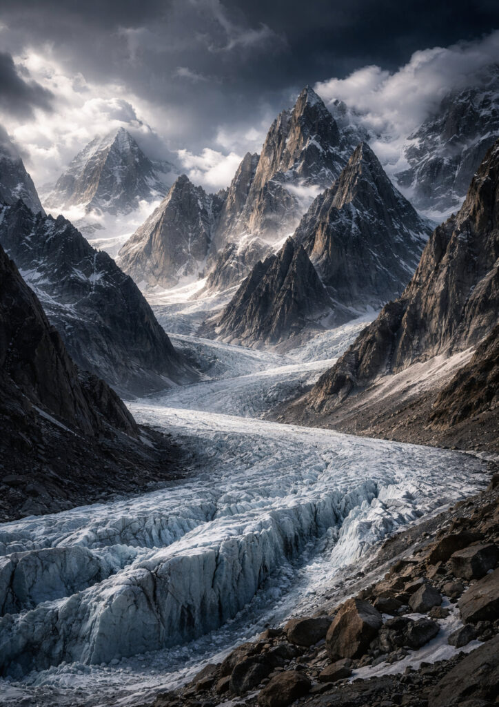 mountain landscape illustration showing rugged terrain