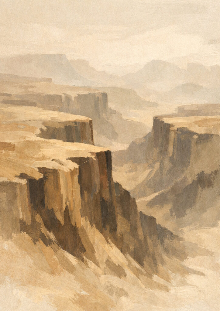 mountain landscape artwork with atmospheric mountains