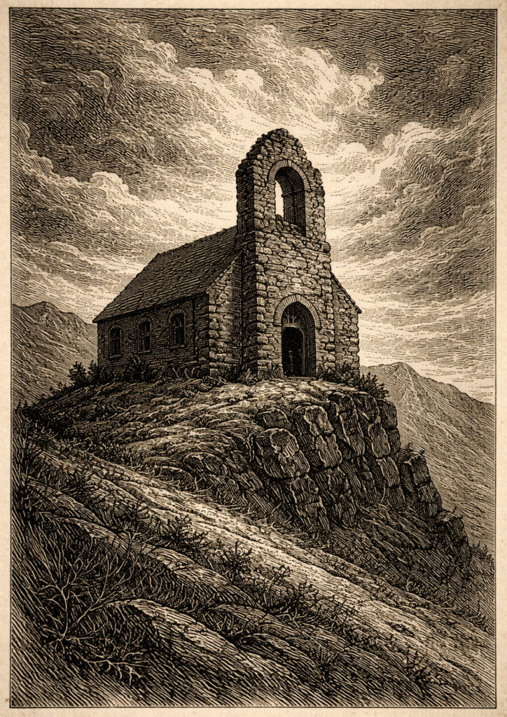 ruins landscape sketch artwork with old ruins