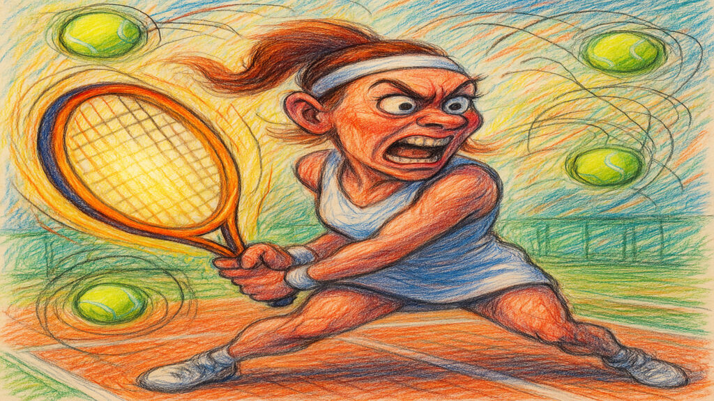 Humorous caricature artwork with exaggerated features and gentle satirical tone