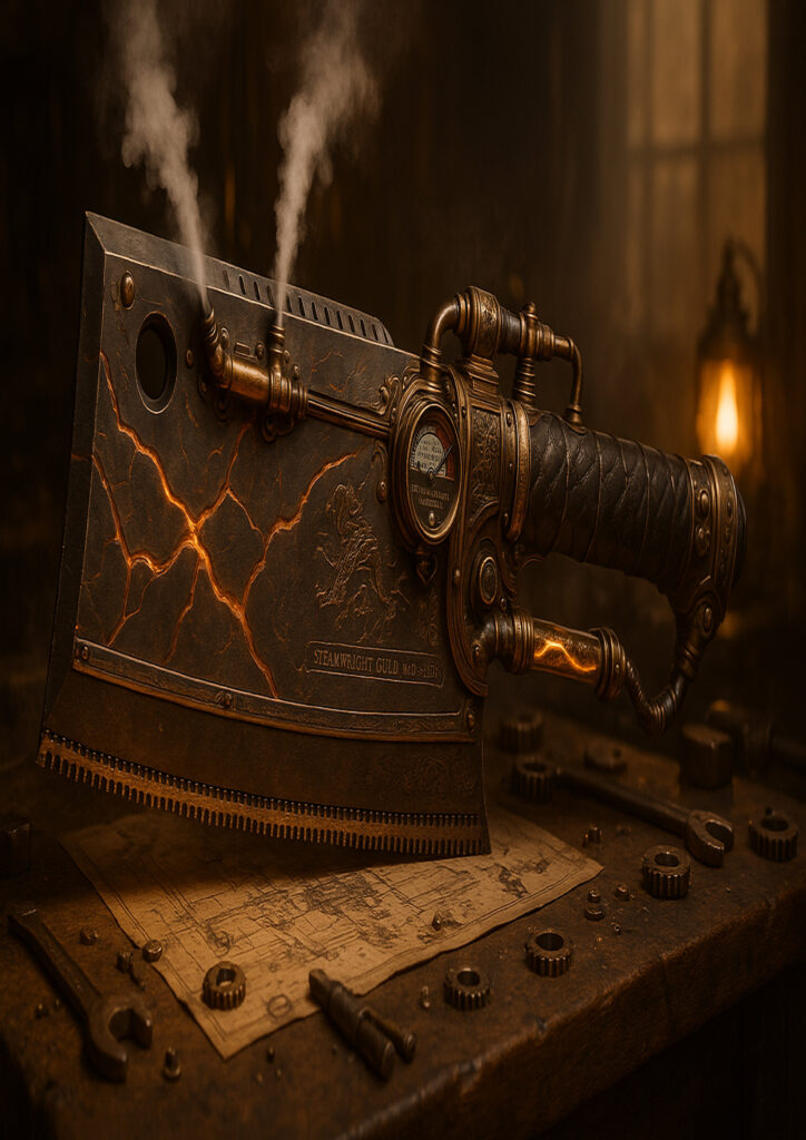 Illustration showing an ordinary object transformed into a steampunk mechanical creation.