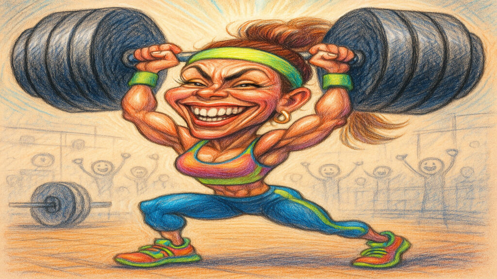 Humorous caricature artwork with exaggerated features and gentle satirical tone