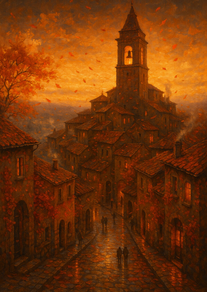 autumn countryside landscape with colorful foliage