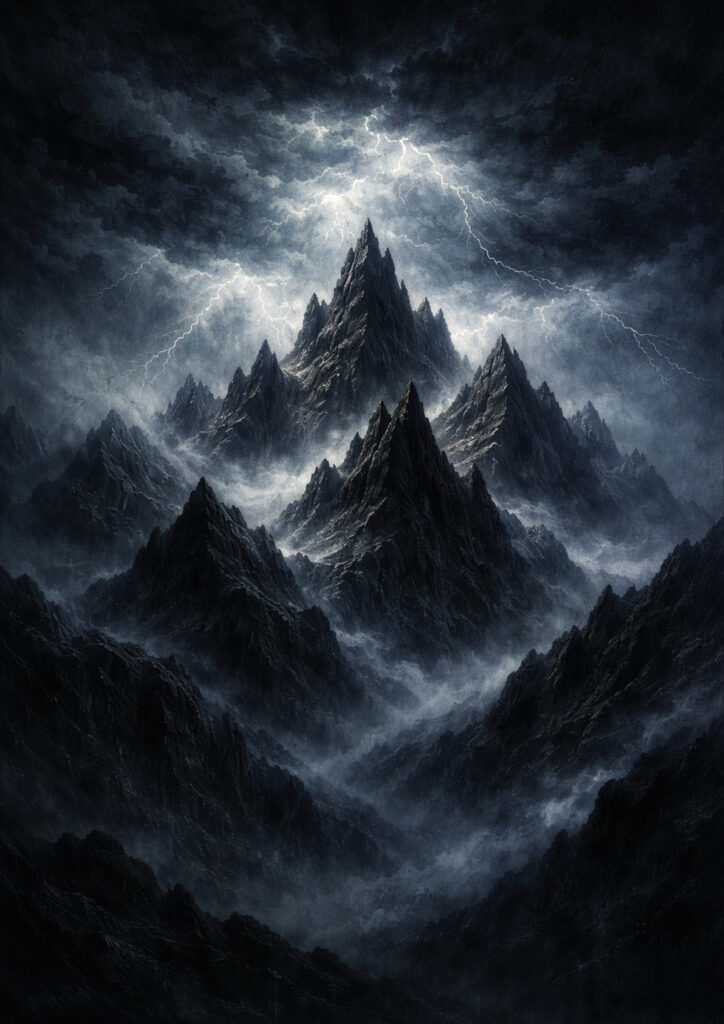 mountain landscape artwork showing mountain range