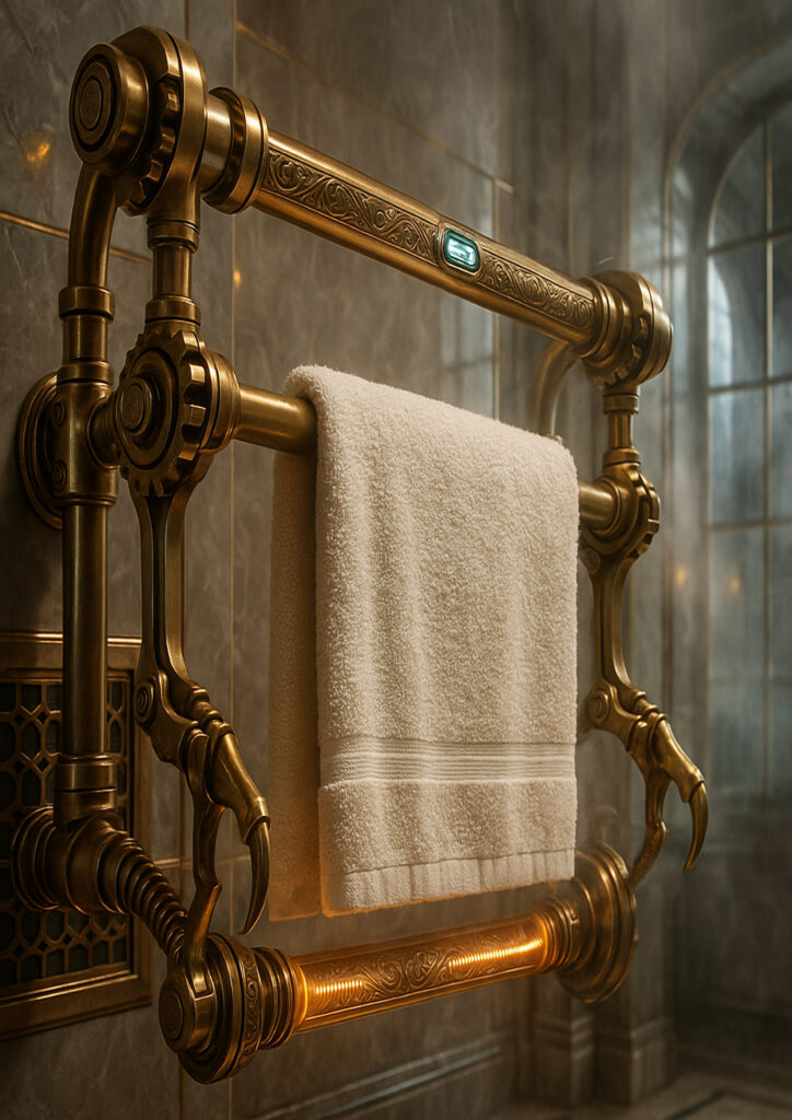 Steampunk illustration showing a household item converted into a detailed mechanical invention.