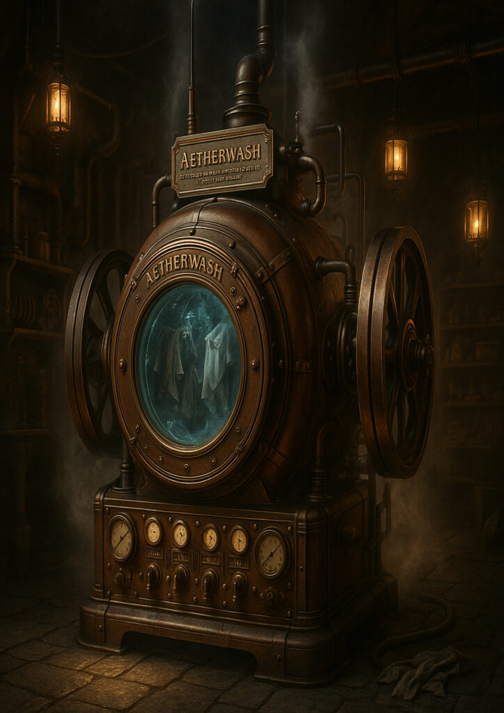 Steampunk illustration of a common item enhanced with industrial machinery and steam elements.