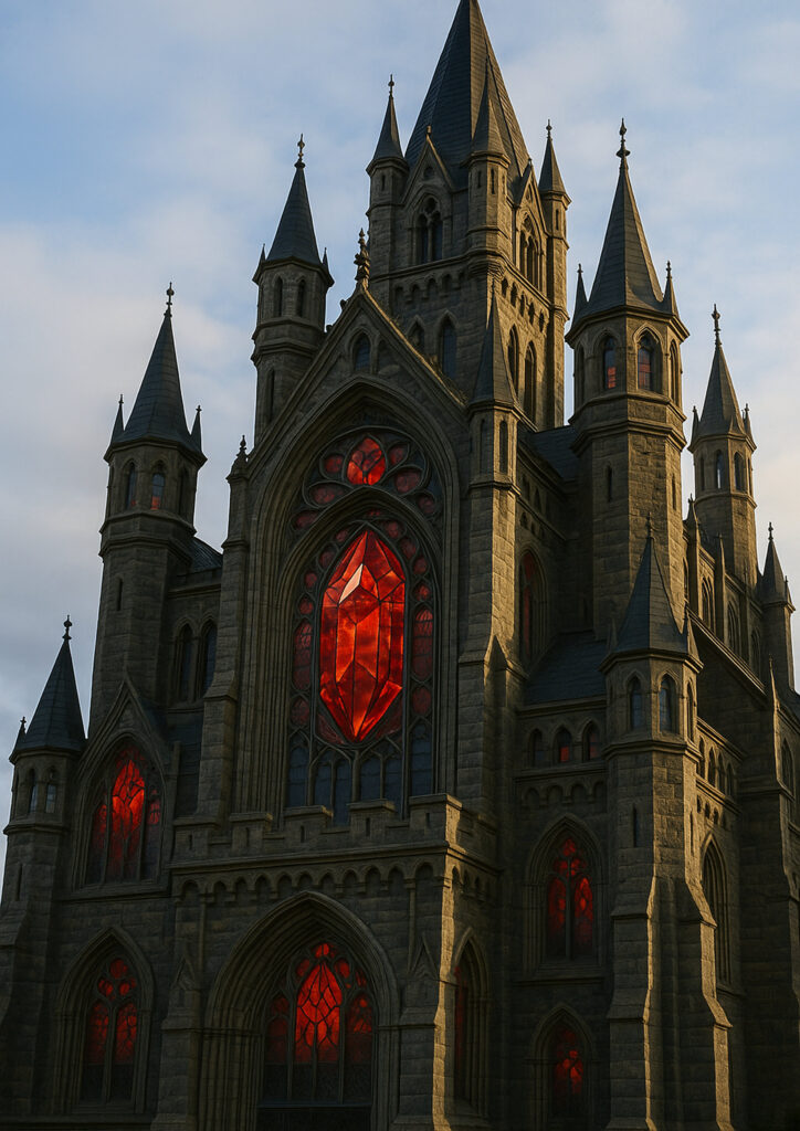 Photorealistic medieval castle, ultra realistic stone fortress with towers and walls, cinematic lighting, high resolution castle wall art
