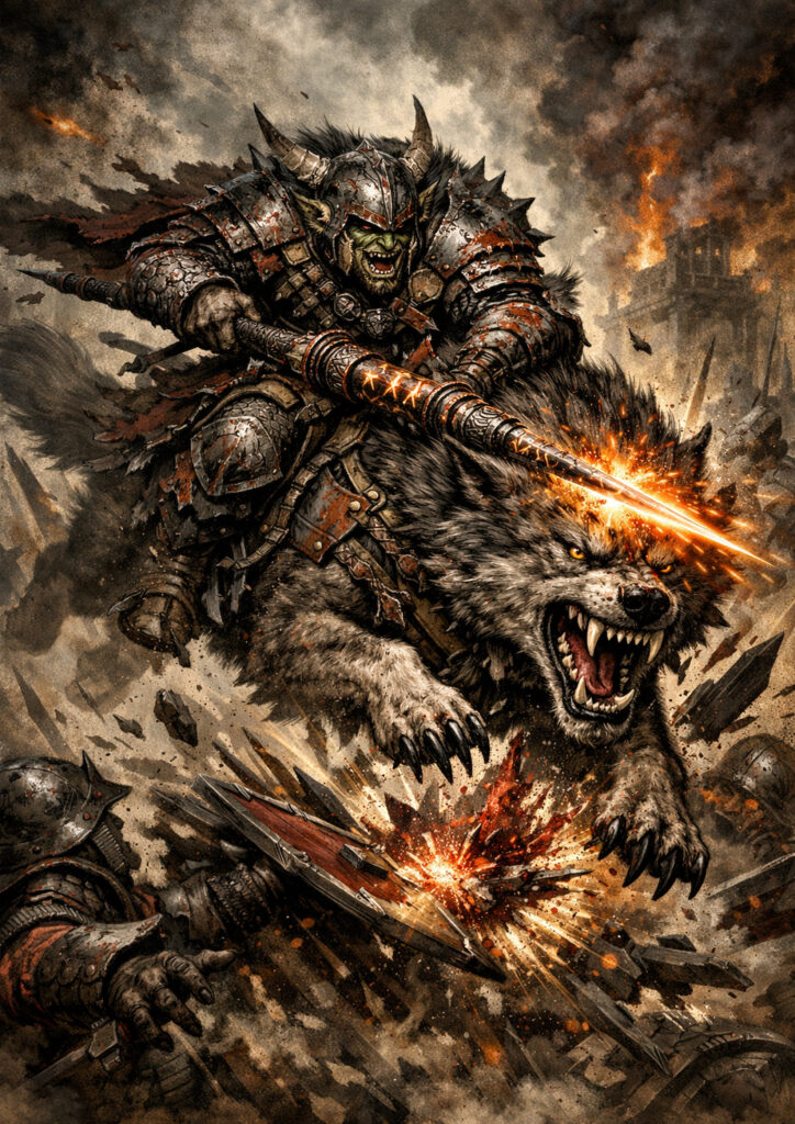 Dark fantasy chaos dwarfs with warhammer influence