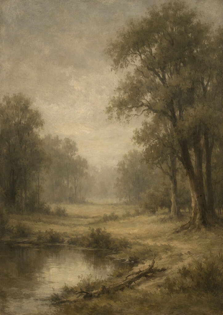 forest landscape illustration with atmospheric depth