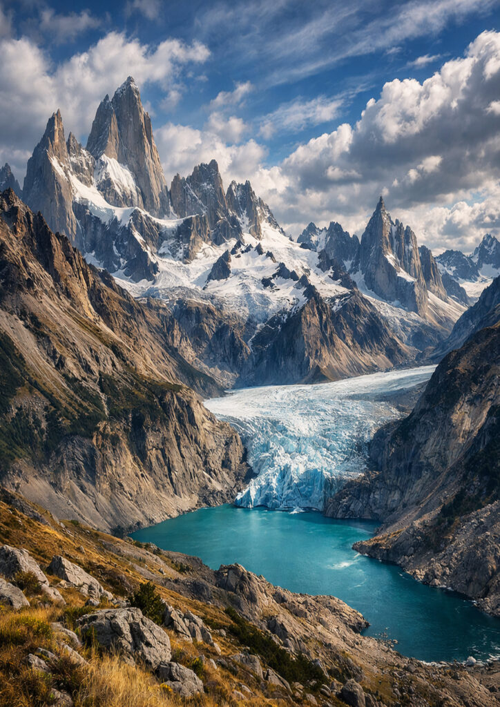 mountain landscape illustration showing rugged terrain