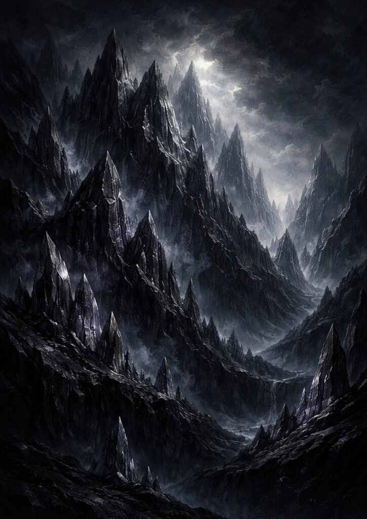 mountain landscape image with misty peaks