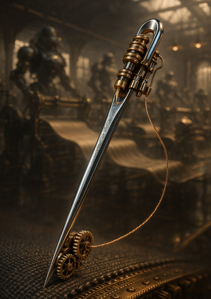 Steampunk illustration showing a household item converted into a detailed mechanical invention.