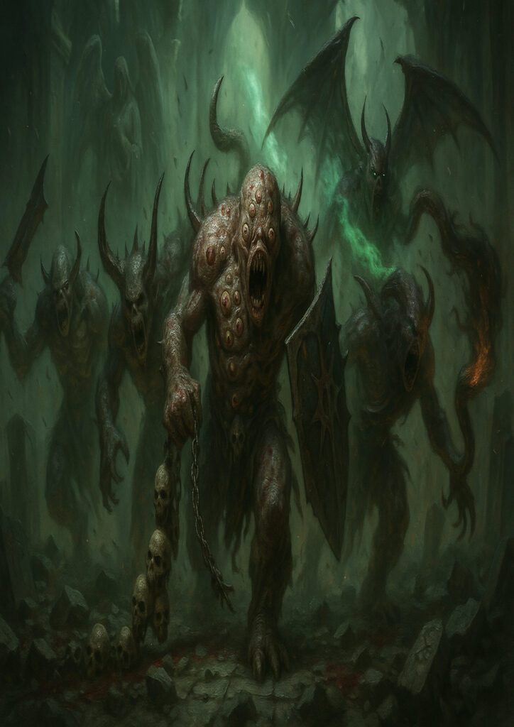 Dark fantasy chaos warriors with warhammer influence