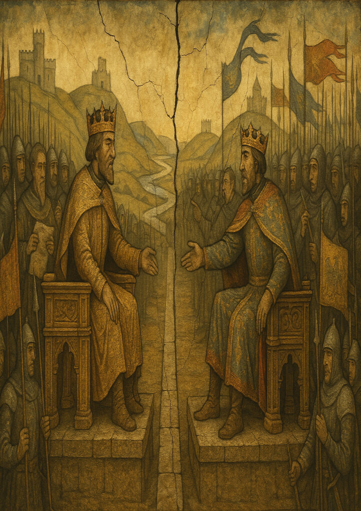 Medieval wall fresco art, antique hand-painted mural style, authentic historic texture and colors