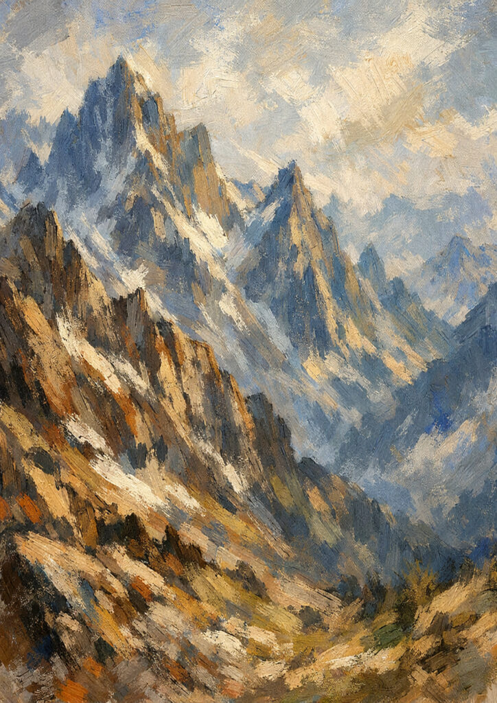 mountain landscape image showing rocky peaks