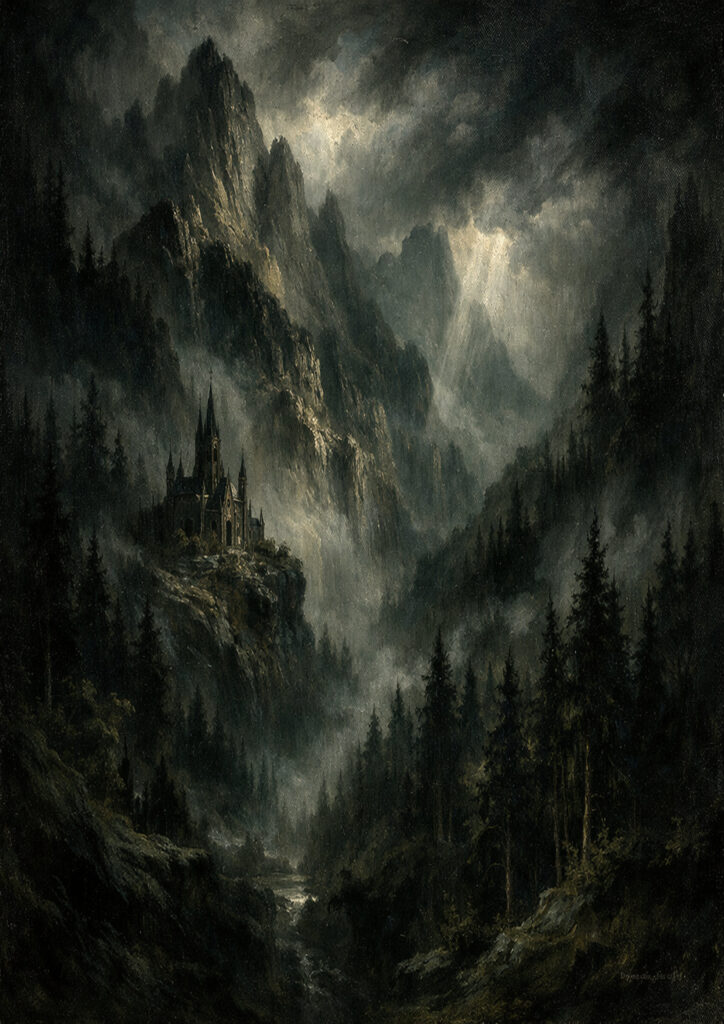 mountain landscape image with misty peaks