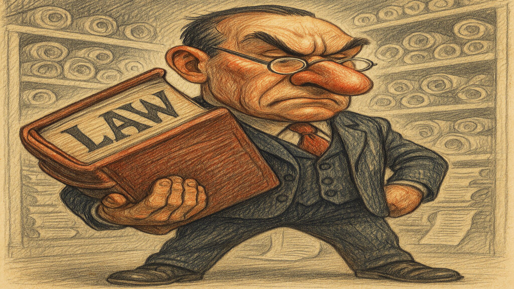 Humorous caricature illustration with expressive style and subtle visual humor