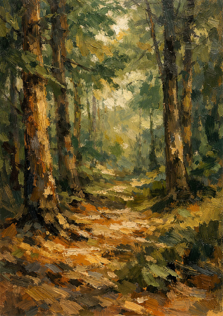 forest landscape illustration with atmospheric depth