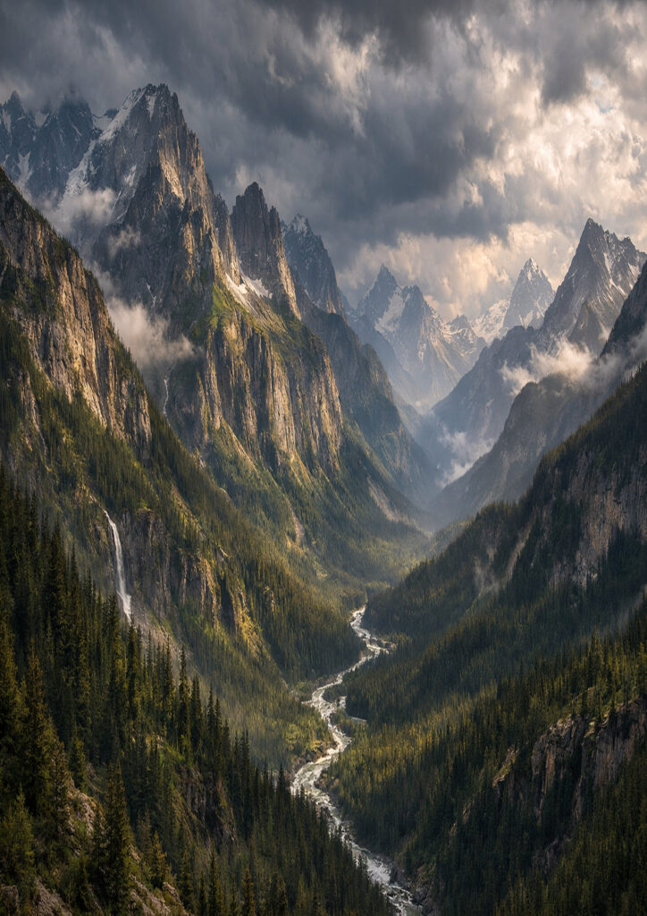mountain landscape illustration showing rugged terrain
