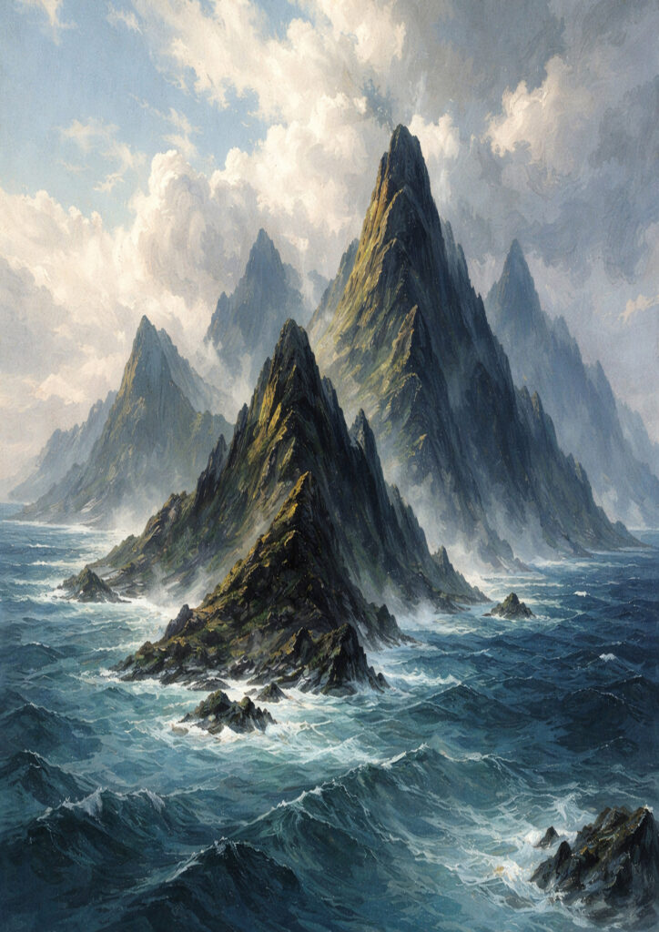 mountain landscape image showing rocky peaks