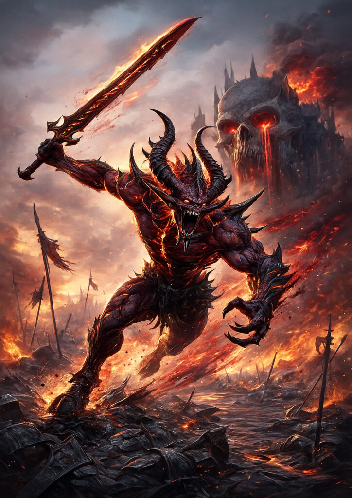 Daemons of chaos inspired by warhammer aesthetic