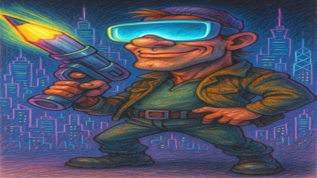 Humorous caricature illustration with expressive style and subtle visual humor