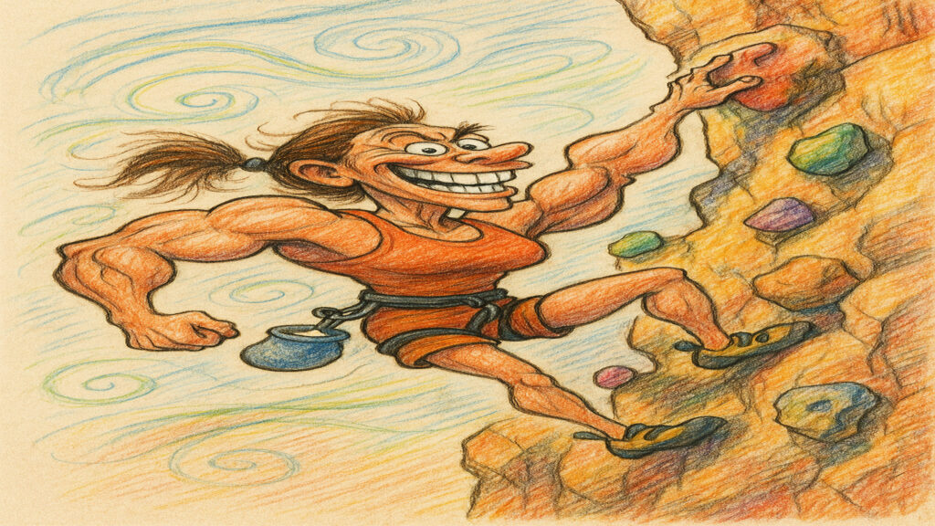 Humorous caricature illustration with expressive style and subtle visual humor