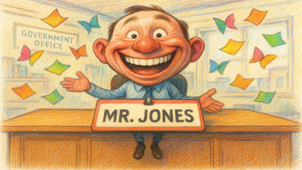 Lighthearted caricature artwork inspired by familiar real-life situations