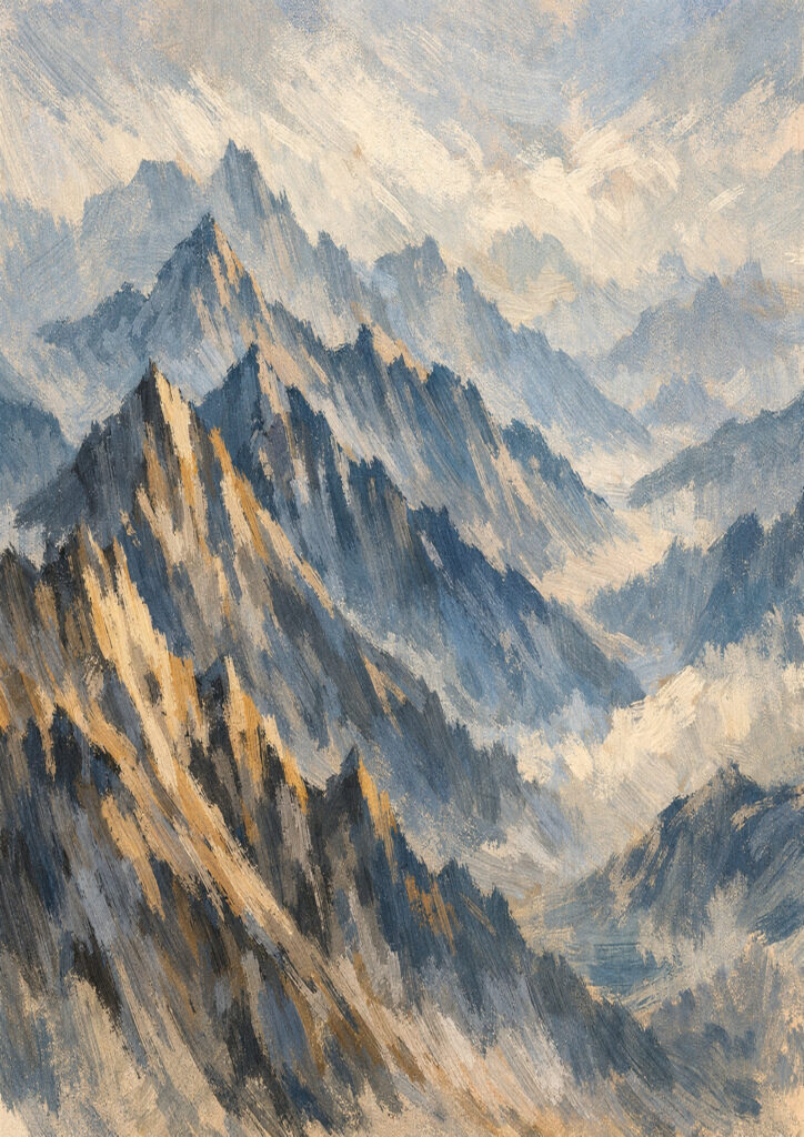 mountain landscape image showing rocky peaks
