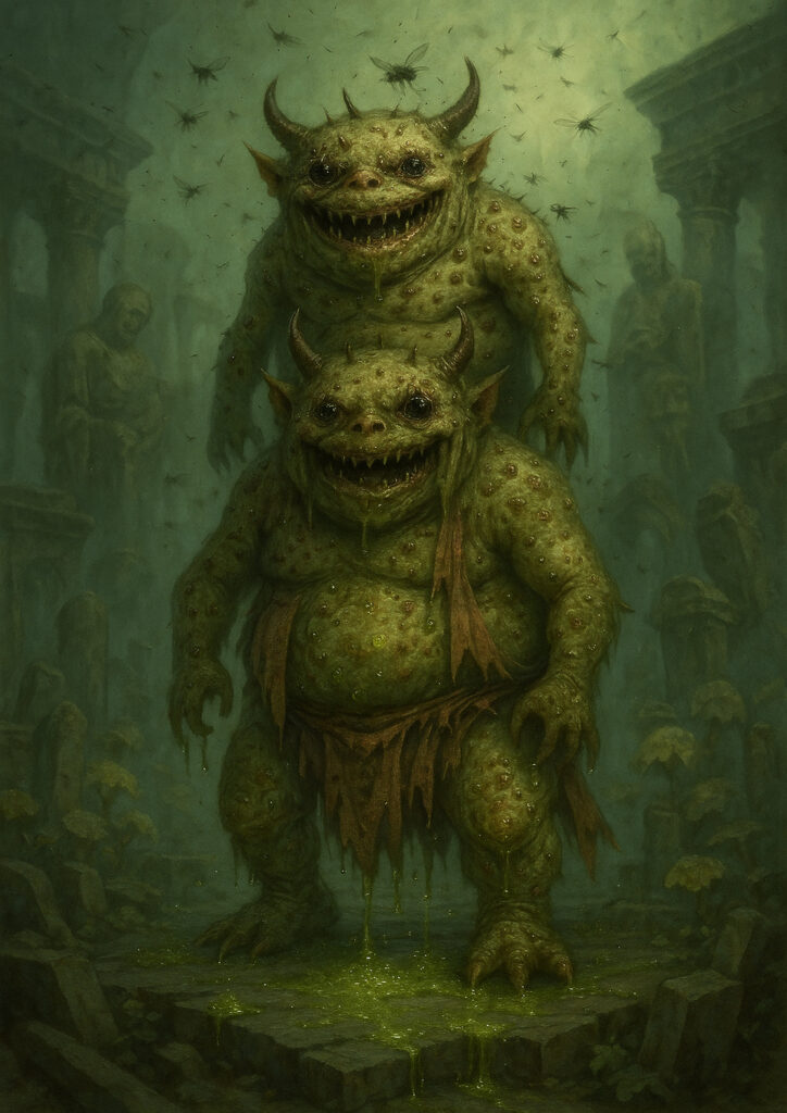 Daemons of chaos inspired by warhammer aesthetic