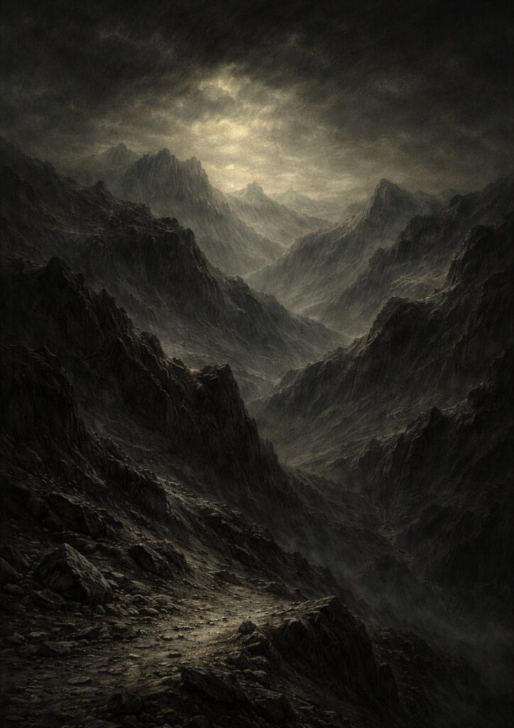 mountain landscape image with misty peaks