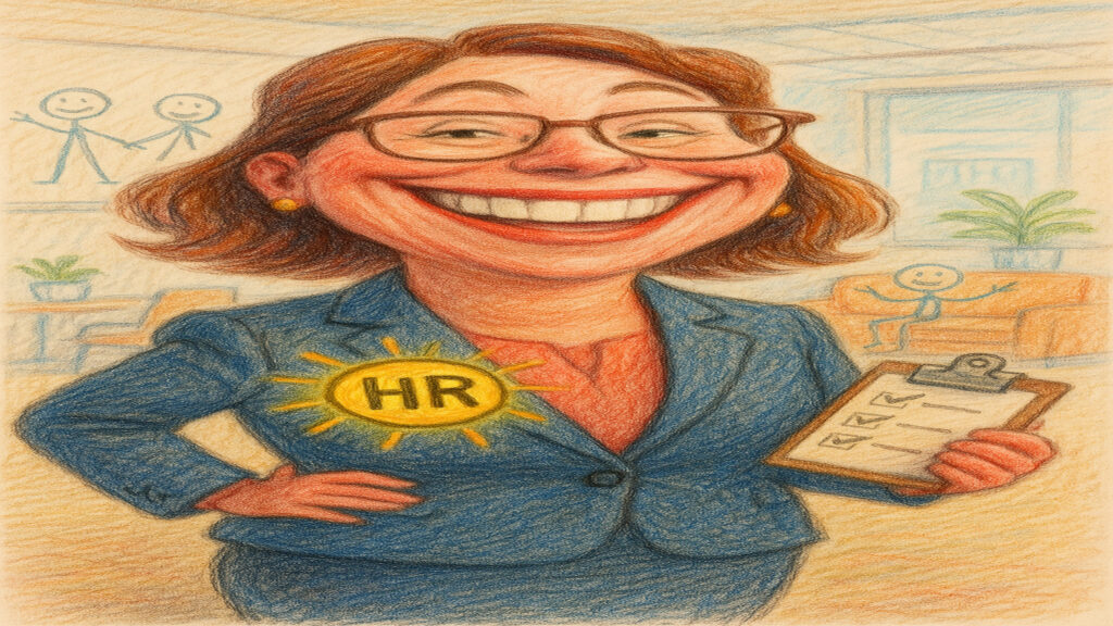 Lighthearted caricature artwork inspired by familiar real-life situations