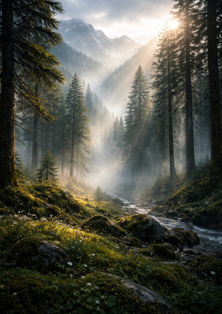 forest landscape illustration showing natural scenery