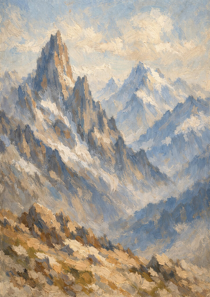 mountain landscape illustration with epic scale