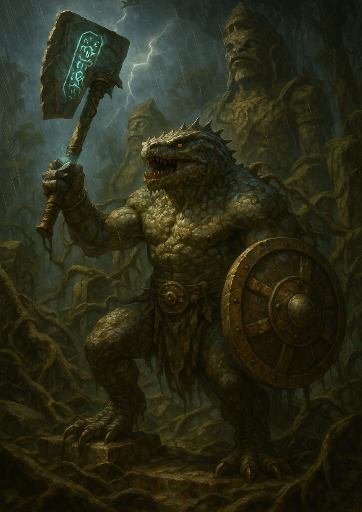 Lizardmen army inspired by warhammer aesthetic