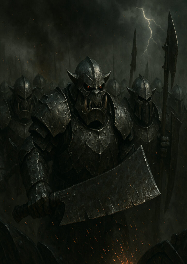 Brutal orks warriors and goblins warhammer inspired