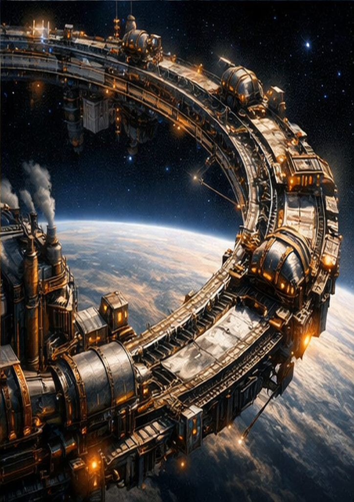 Atmospheric steampunk landscape illustration showing an expansive world driven by steam-powered innovation.