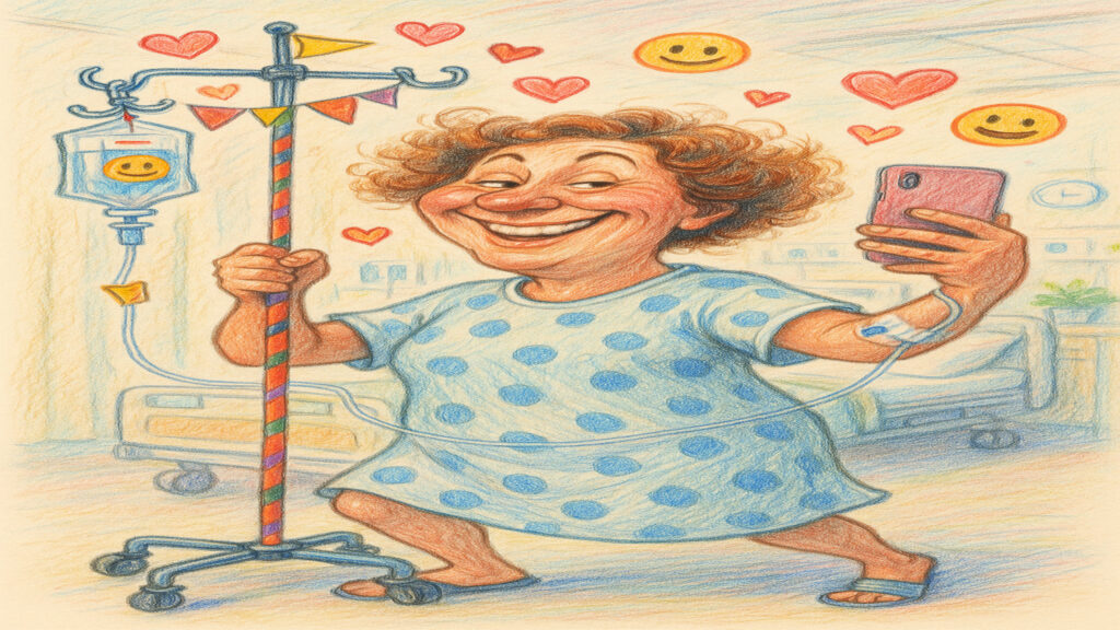 Lighthearted caricature artwork inspired by familiar real-life situations