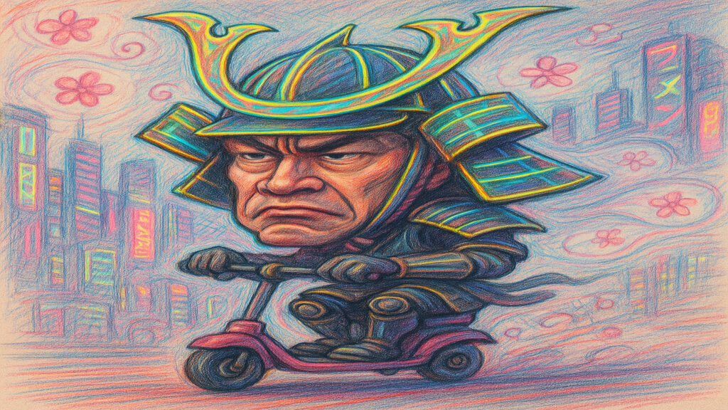 Stylized caricature illustration showing exaggerated features and playful expression