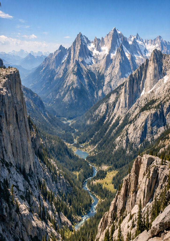 mountain landscape artwork with towering peaks