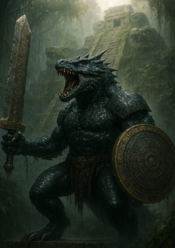 Lizardmen army inspired by warhammer aesthetic