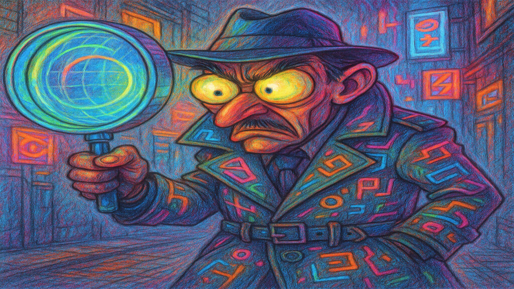 Stylized caricature illustration showing exaggerated features and playful expression