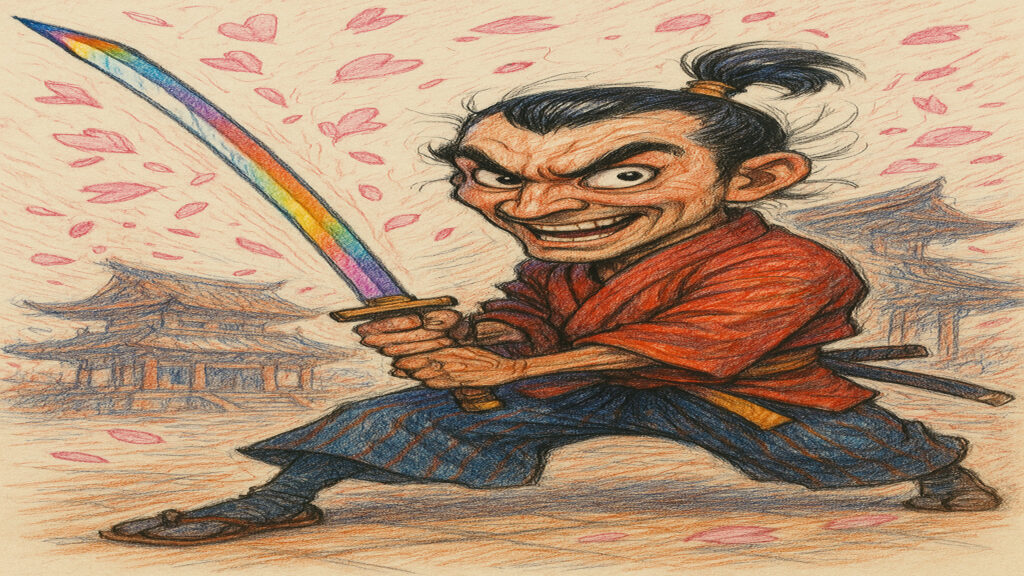 Stylized caricature illustration showing exaggerated features and playful expression