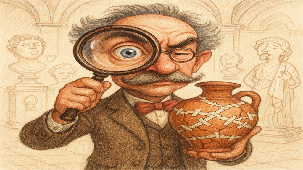 Stylized caricature illustration showing exaggerated features and playful expression