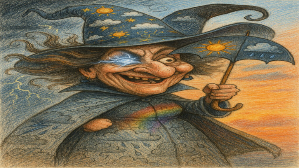 Stylized caricature illustration showing exaggerated features and playful expression